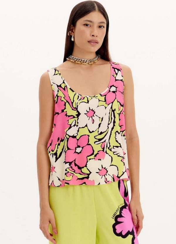 Lança Perfume Easy - Blusa Estampada de Alças Largas com Decote Redondo A2083 1