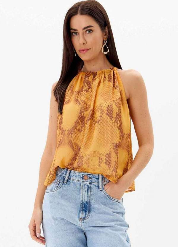 Lança Perfume - Blusa Fluida sem Mangas com Amarração A1390