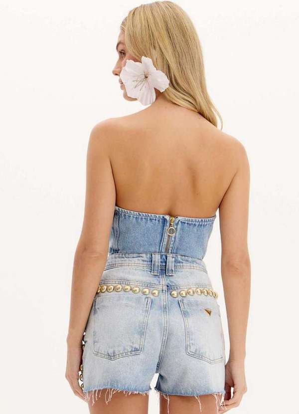 Lança Perfume - Blusa Jeans Curta Corset com Tachas e Zíper A0004 3