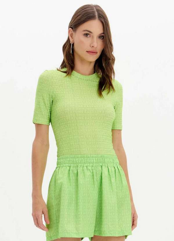 Lança Perfume Easy - Blusa Justa Decote Redondo Estampa Logomania A2426