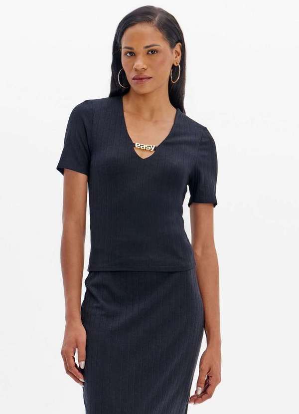 Lança Perfume Easy - Blusa Manga Curta com Letreiro Decote A0003 3