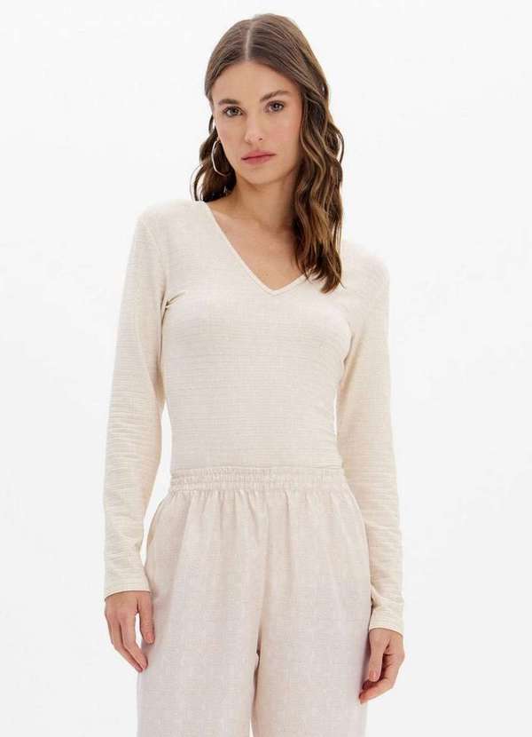 Lança Perfume Easy - Blusa Manga Longa Decote V Estampa Logomania A2427