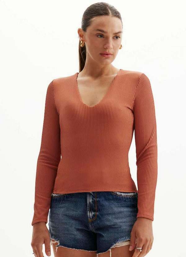 Lança Perfume Easy - Blusa Manga Longa Decote V A1078