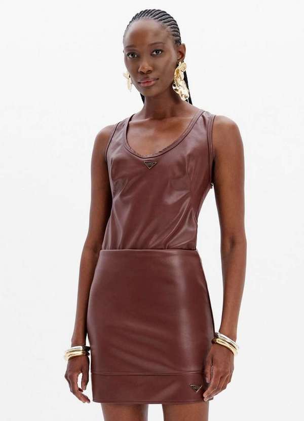 Lança Perfume - Blusa Pu sem Manga com Enfeite A2331