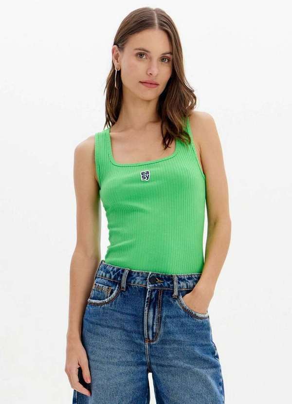 Lança Perfume Easy - Blusa Regata Básica Canelada Decote Quadrado A2346