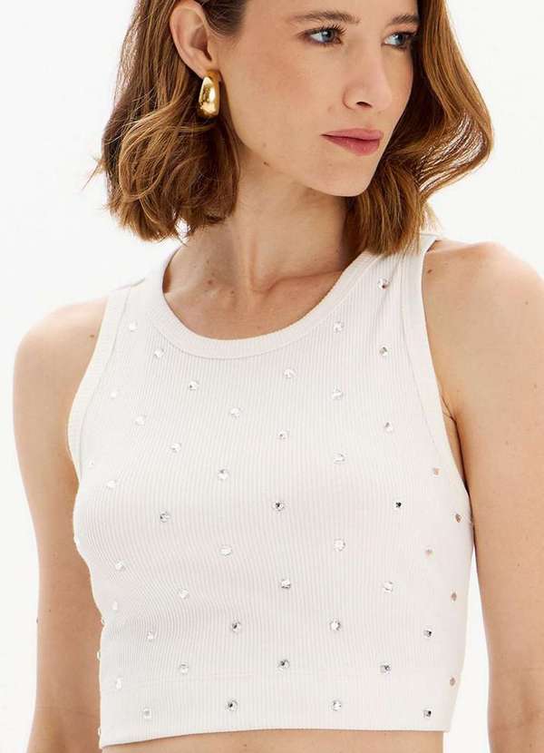 Lança Perfume - Blusa Regata Canelada Cropped com Brilhos A0001 2