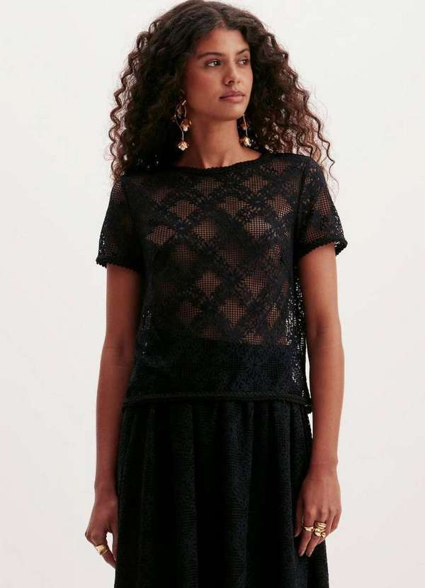 Lança Perfume - Blusa Renda Manga Curta A1184 2