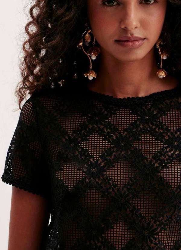 Lança Perfume - Blusa Renda Manga Curta A1184 4