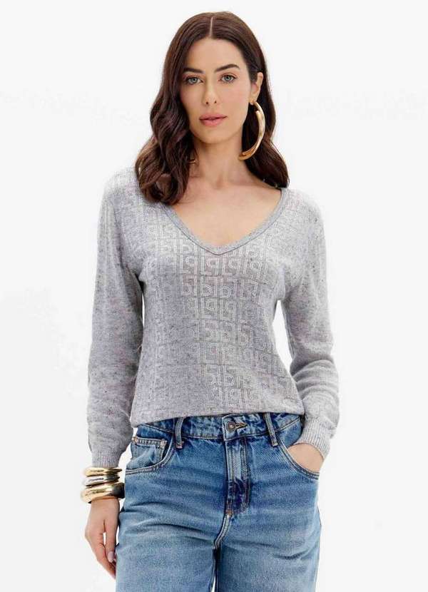 Lança Perfume - Blusa Tricot com Aplicação e Decote V A2256