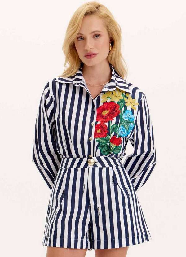 Lança Perfume - Camisa Alongada Estampa Floral A1812