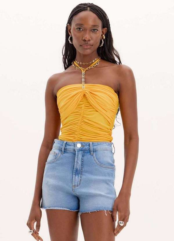 Lança Perfume Easy - Cropped Drapeado com Corrente A1619