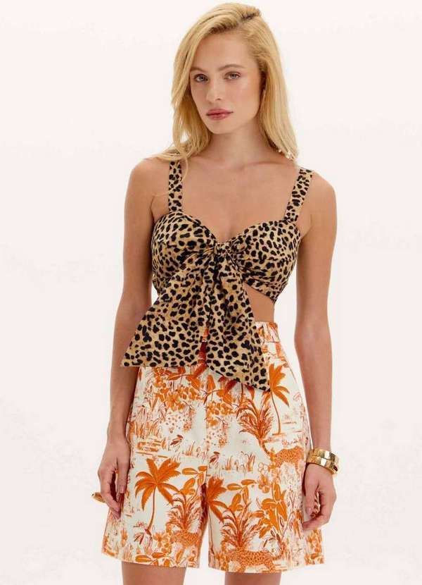 Lança Perfume - Top Amarração Animal Print A1797