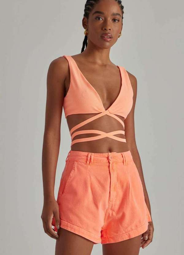 Lança Perfume - Top Canelado com Amarrações 09754