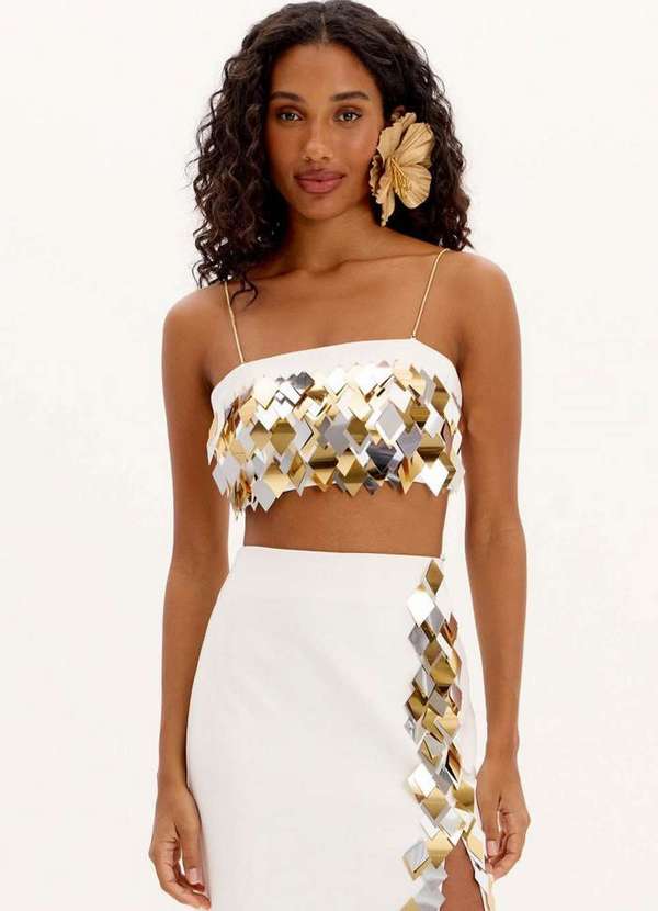 Lança Perfume - Top Cropped de Alças Finas com Aplicações A0001