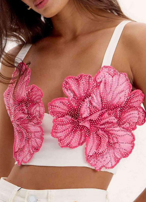 Lança Perfume - Top Cropped de Alças Flores A0001 4