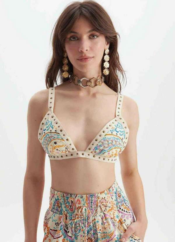 Lança Perfume - Top Estampado com Tachas 00793