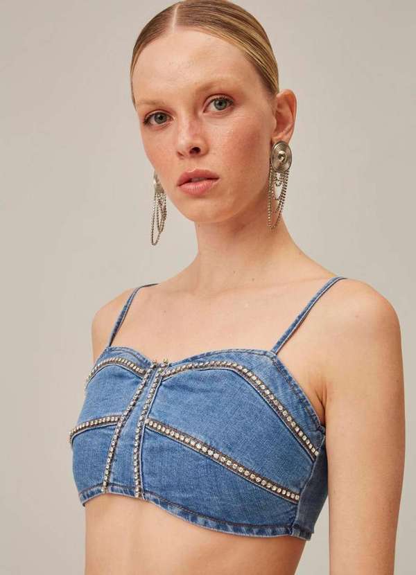 Lança Perfume - Top Jeans Cropped de Alça Glam 00004 6