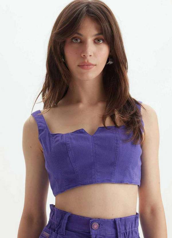 Lança Perfume - Top Sarja Cropped com Recortes 01038