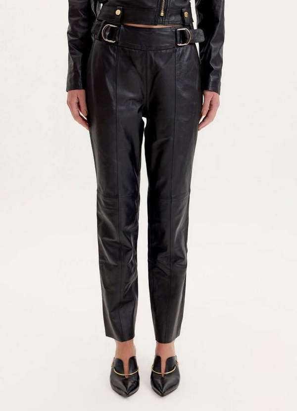 Lança Perfume - Calça Carrot Couro Fivelas A0003 2