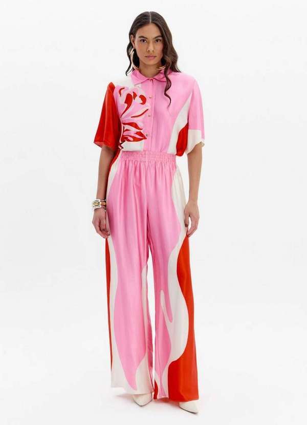 Lança Perfume - Calça Cintura Alta Estampada Full Length A2539