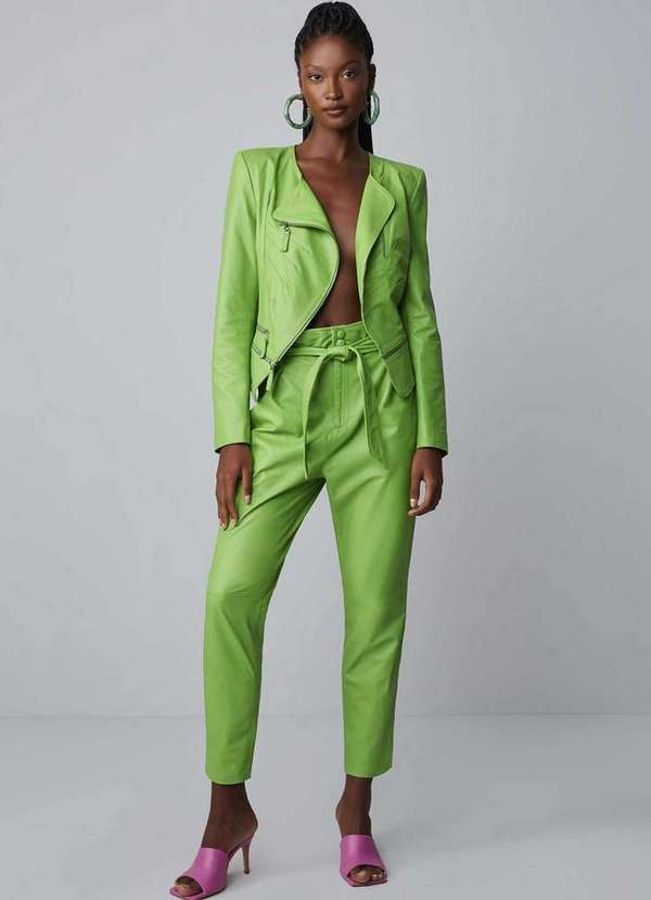 Lança Perfume - Calça de Couro com Cinto 09070