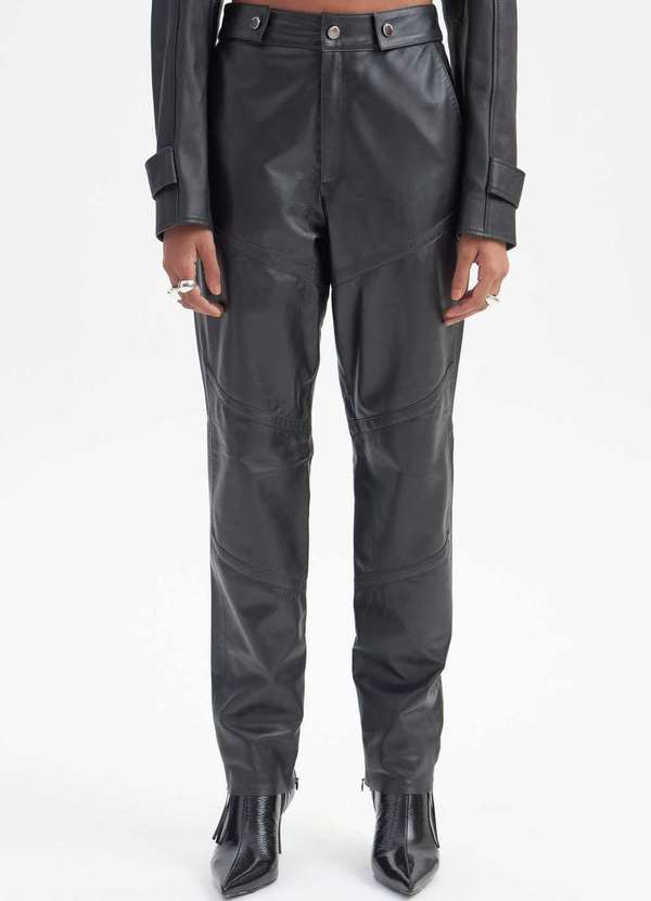 Lança Perfume - Calça de Couro com Zíperes A0003