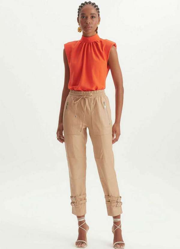 Lança Perfume - Calça de Couro Jogging Cintura Alta 00630