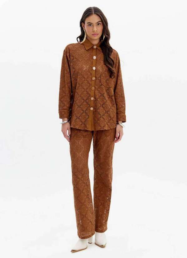 Lança Perfume - Calça de Renda New Flare com Cintura Alta A2510