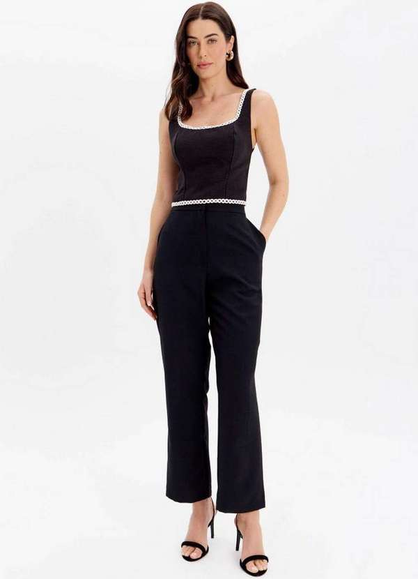 Lança Perfume - Calça em Alfaiataria de Cós Médio com Bolsos A0003