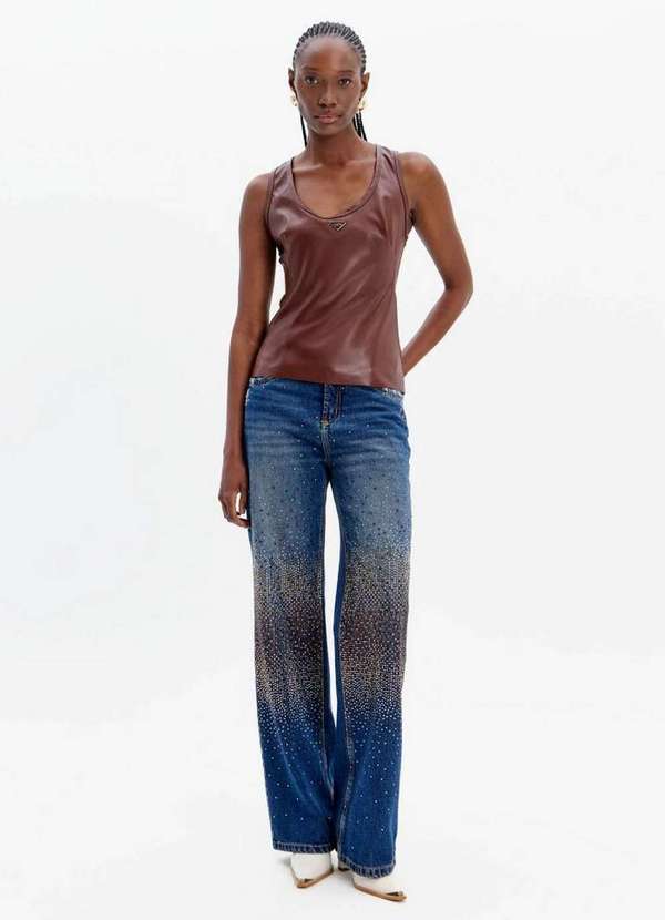 Lança Perfume - Calça Jeans Full Length com Aplicação A0004