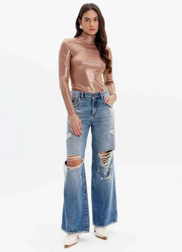 Lança Perfume - Calça Jeans Wide Leg com Cintura Alta A0004