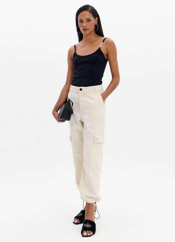 Lança Perfume Easy - Calça Parachute Sarja Utilitária com Cintura Alta A0001