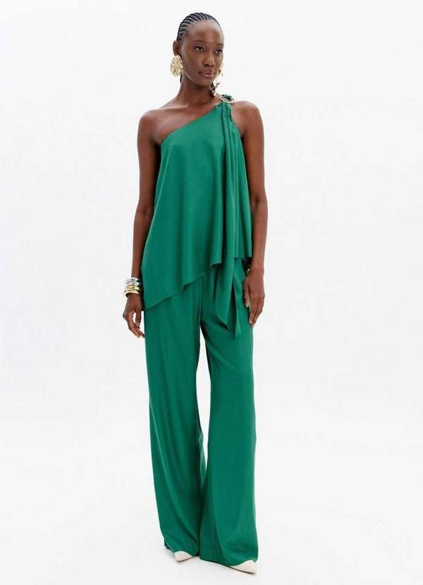 Lança Perfume - Calça Reta Cintura Alta Elástico Cós A2386