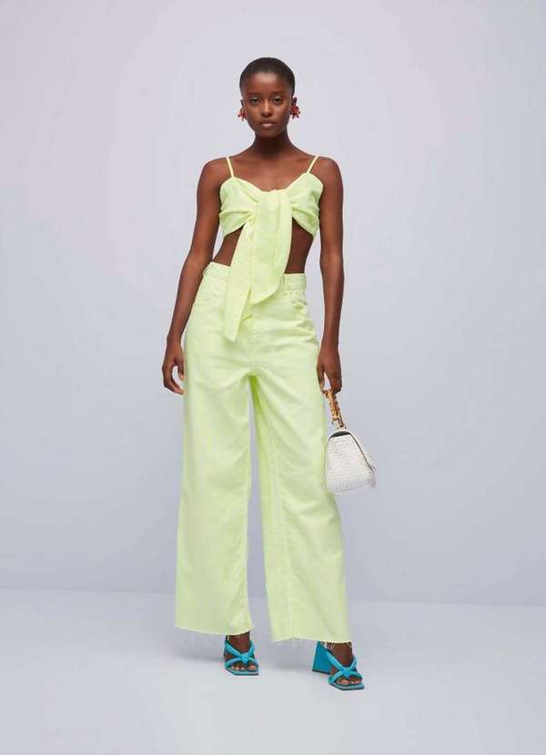 Lança Perfume - Calça Sarja Wide Leg S. High Color 08541 1