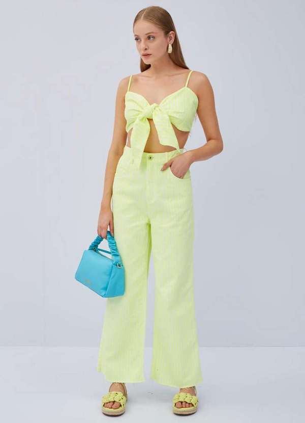 Lança Perfume - Calça Sarja Wide Leg S. High Color 08541 3