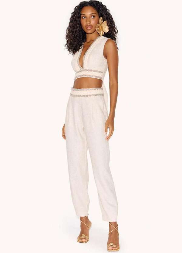 Lança Perfume - Calça Tapered Cintura Alta Brilhos A0001