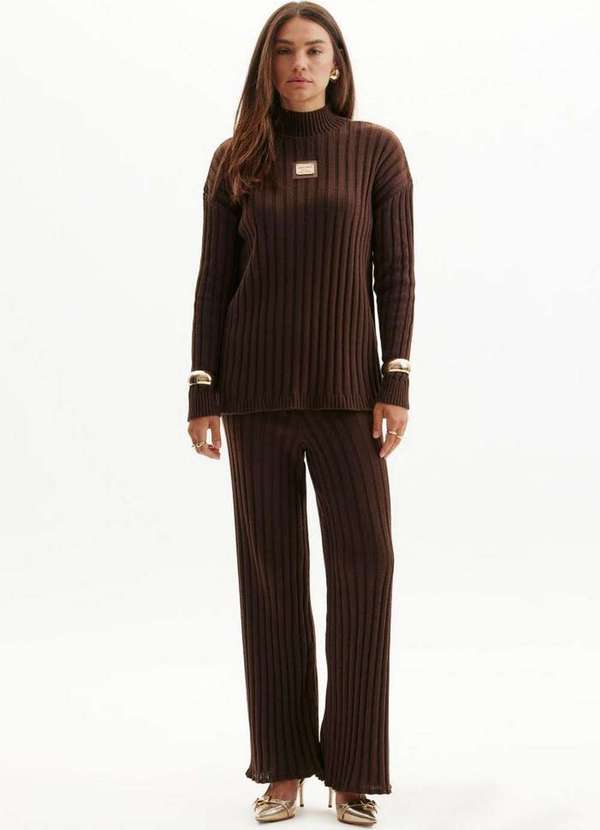 Lança Perfume Easy - Calça Tricot Wide Leg A0980