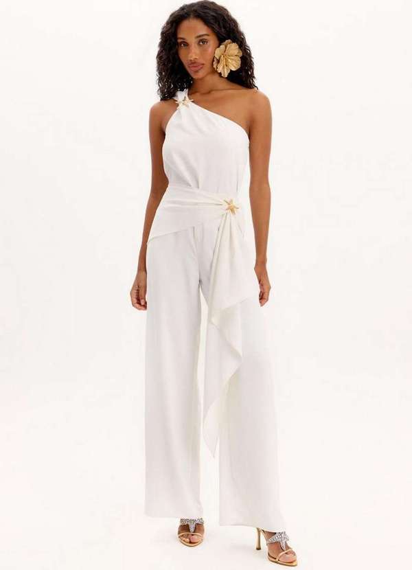 Lança Perfume - Calça Wide Leg com Sobreposição A0001