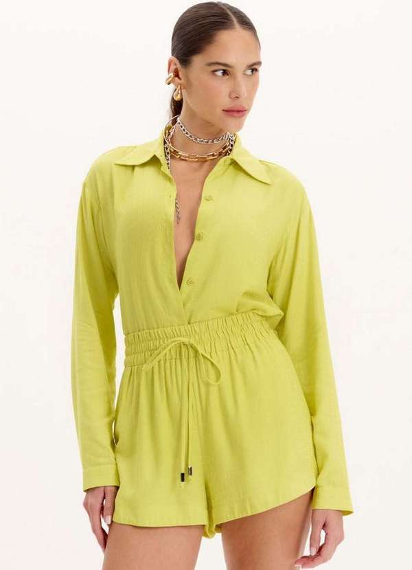 Lança Perfume Easy - Camisa Alongada de Mangas Longas com Botões Frontais A2026