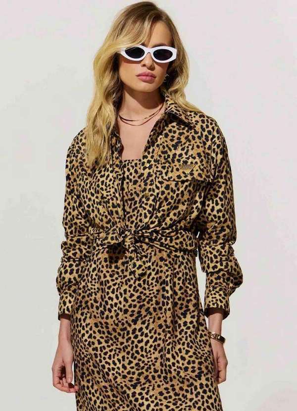 Lança Perfume - Camisa Animal Print com Bolso A1797