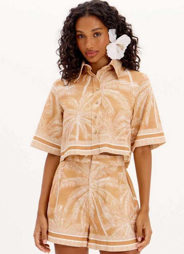 Lança Perfume - Camisa Curta Estampada com Botões Frontais A2023