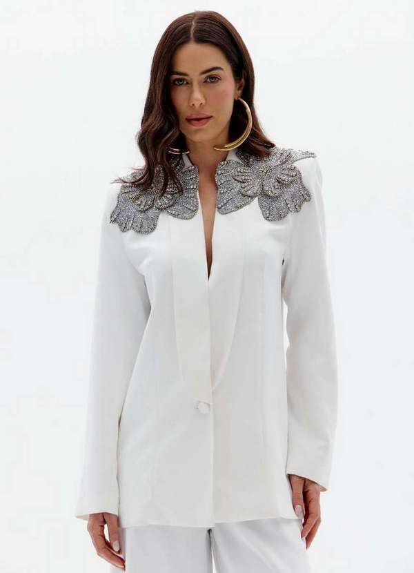 Lança Perfume - Blazer Alfaiataria com Aplicação nos Ombros A0001