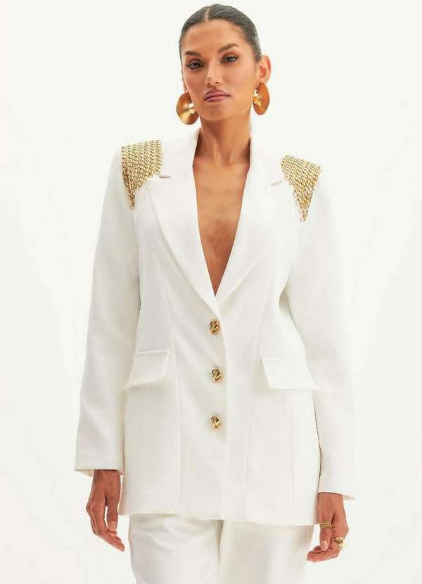 Lança Perfume - Blazer Alongado com Correntes nos Ombros A0001