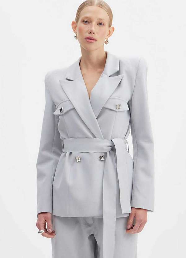 Lança Perfume - Blazer Alongado com Maxi Ombreiras A0031