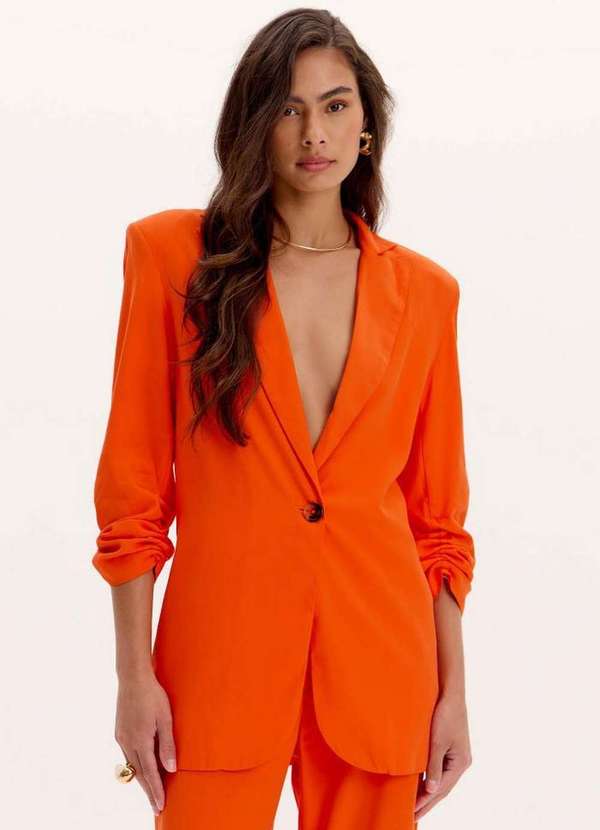 Lança Perfume - Blazer Alongado em Alfaiataria com Botão Frontal A1703