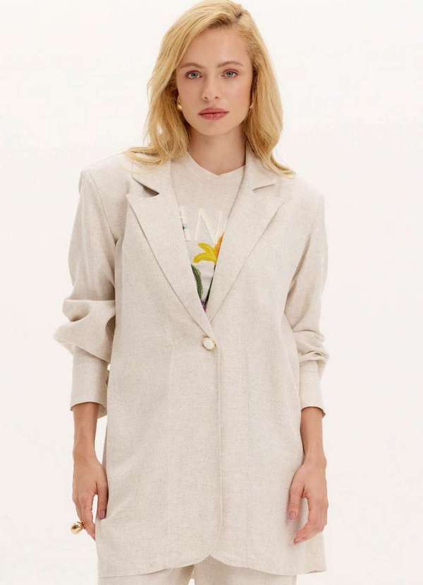 Lança Perfume - Blazer Alongado Linho com Lenço A1664