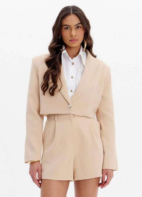 Lança Perfume - Blazer Cropped Manga Longa com Botão A2251