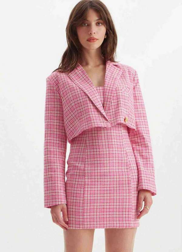 Lança Perfume - Blazer Cropped Xadrez 00812