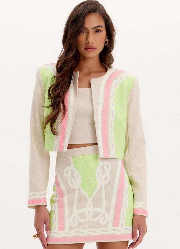 Lança Perfume - Casaco Curto Linho com Estampa A1664