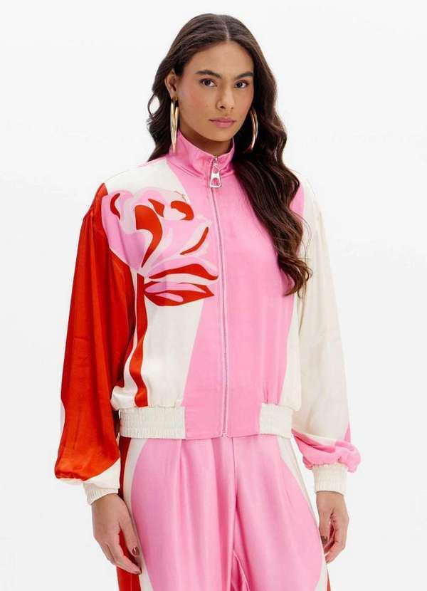 Lança Perfume - Jaqueta Bomber Estampada com Gola e Zíper A2539